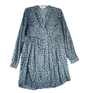 Anthropologie Cloth & Stone Leopard Shirt Dress Womens Medium Pockets Buttons